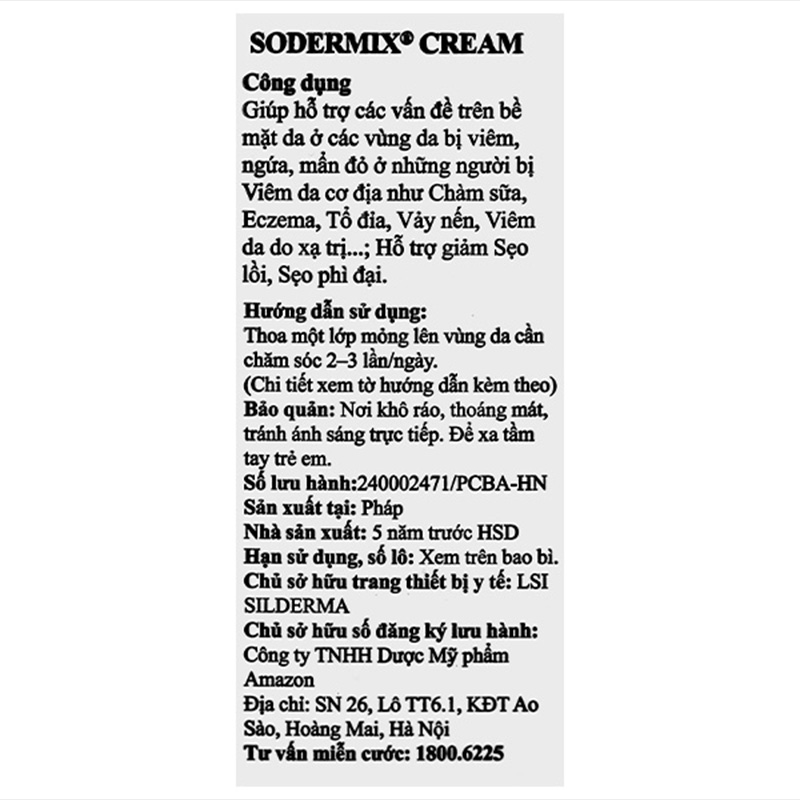 Kem Sodermix trị sẹo, viêm da cơ địa tuýp 15g - 8